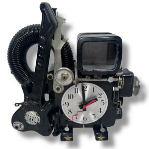 Vintage Richard Birkett Sculpture Fantasy Tabletop Analog Clock Black Signed